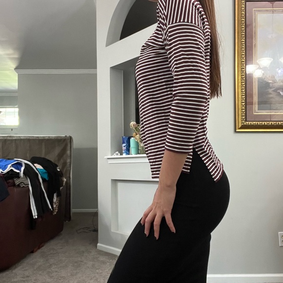 NWOT Garnet and White Striped LOFT Long Sleeve Top - Picture 4 of 6